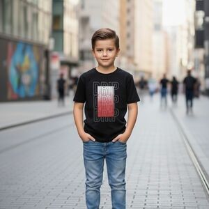 Black and Red Graphic Kids T-Shirt